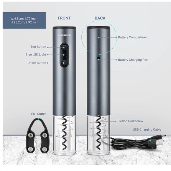 NEW Electric Wine Opener Set W/ Rechargeable Batteries - Picture 6 of 7